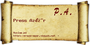 Press Azár névjegykártya